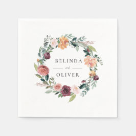 Rustic Charm Burgundy Blush Pink Floral Wedding Servet