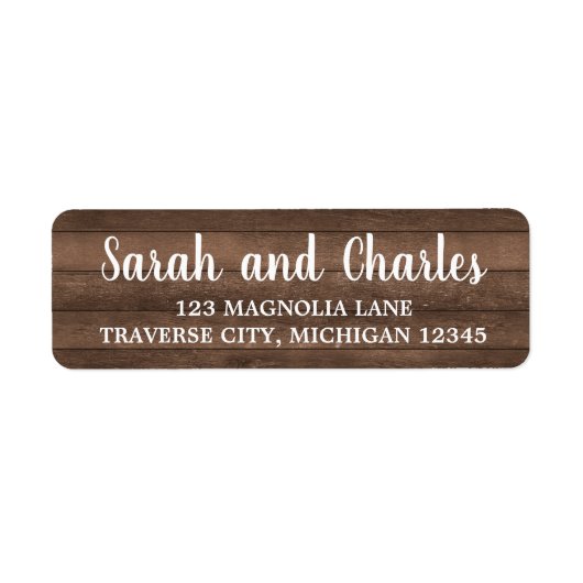 Rustic Charm Dark Wood Adres Etiket (Voorkant)