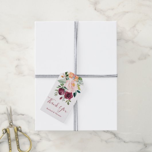 Rustic Charm Floral bedankt Cadeaulabel (Met Touw)
