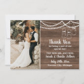 Rustic Charm Mason Jar String Lights Weddenschap Bedankkaart (Voorkant)