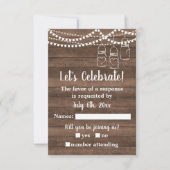 Rustic Charm Mason Jar String Lights Wedding RSVP Kaartje (Voorkant)