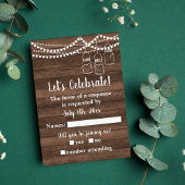 Rustic Charm Mason Jar String Lights Wedding RSVP Kaartje