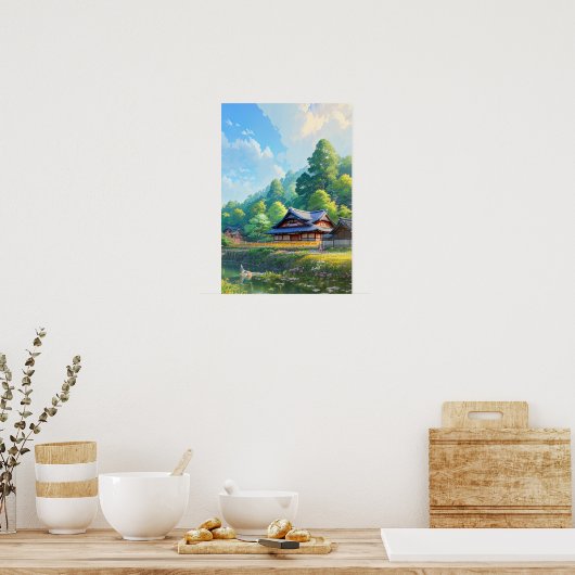 Rustic Charm of Countryside Village Poster (Keuken)