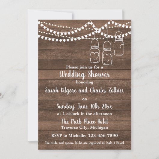 Rustic Charm String Lights Couple's Shower Kaart (Voorkant)