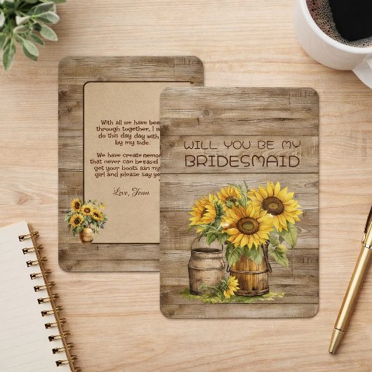 Rustic Charm Sunflowers Bridesmaid Proposal