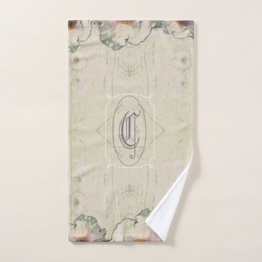 Rustic Charm Tree Peony Monogram Bad Handdoek (Handdoek)