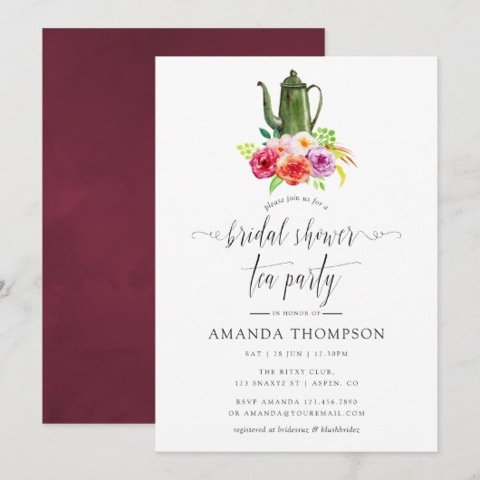 Rustic Charm Vrijgezellenfeest Tea Kaart (Voorkant / Achterkant)