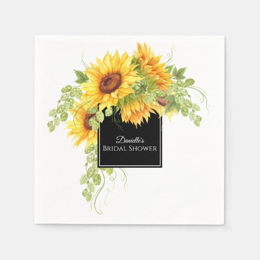 Rustic Charm Zonnebloemen Vrijgezellenfeest Servet (Voorkant)