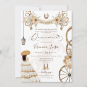 Rustic Charro Floral Boho Country Quinceanera Invi Kaart (Voorkant)