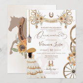 Rustic Charro Floral Boho Country Quinceanera Invi Kaart (Voorkant / Achterkant)