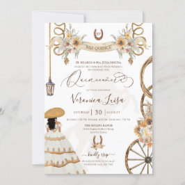 Rustic Charro Floral Boho Country Quinceanera Kaart