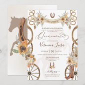 Rustic Charro Floral Boho Country Quinceanera Kaart (Voorkant / Achterkant)