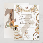 Rustic Charro Floral Boho Country Quinceanera v2 Kaart (Voorkant / Achterkant)
