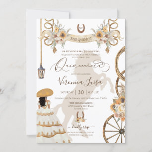 Rustic Charro Floral Boho Country Quinceanera v2 Kaart