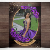 Rustic Charro Royal Paarse Rozen Quinceañera Drieluik Uitnodiging (Binnenkant midden)