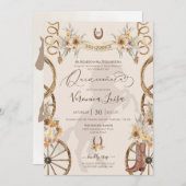 Rustic Charro Sunflower & Boho Floral Quinceanera Kaart (Voorkant / Achterkant)