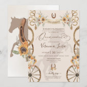 Rustic Charro Sunflower & Boho Floral Quinceañera Kaart (Voorkant / Achterkant)