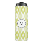 Rustic Chartreuse Ikat Pattern Monogram Thermosbeker (Voorkant)