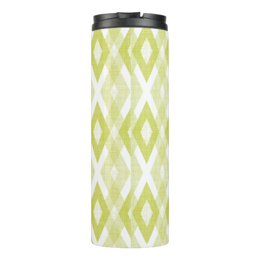 Rustic Chartreuse Ikat Pattern Monogram Thermosbeker (Achterkant)