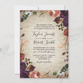 Rustic Chateau Butterum & Plum Floral Wedding Kaart (Voorkant)