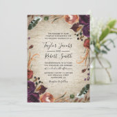 Rustic Chateau Butterum & Plum Floral Wedding Kaart (Staand voorkant)