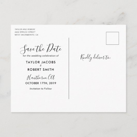 Rustic Chateau Floral Foto slaat de datum op Uitnodiging Briefkaart (Achterkant)