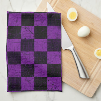 Rustic Checks, Purple and Black Theedoek
