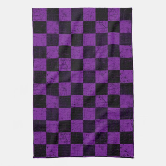 Rustic Checks, Purple and Black Theedoek (Verticaal)