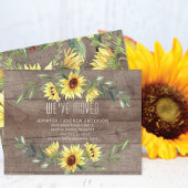 Rustic Cheerful Sunflower Moving Announding Kaart