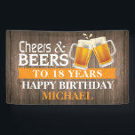 Rustic Cheers and Beers Happy 18th Birthday Sinaas Spandoek<br><div class="desc">Rustic Cheers and Beers Happy 18th Birthday Banner Sinaasappel. Voor verdere aanpassing,  te klikken gelieve de knoop "van de Aanpassing het"en ons ontwerphulpmiddel te gebruiken om deze sjabloon te wijzigen.</div>
