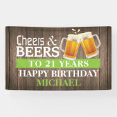 Rustic Cheers and Beers Happy 21st Birthday Green Spandoek (Horizontaal)