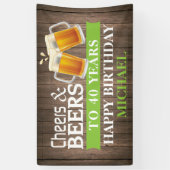 Rustic Cheers and Beers Happy 40th Birthday Green Spandoek (Verticaal)