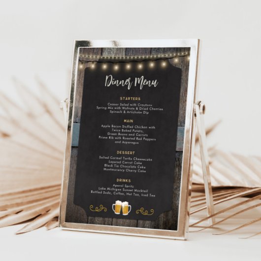Rustic Cheers and Beers Themed 5x7 Dinner Menu