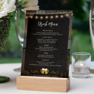 Rustic Cheers and Beers Themed 5x7 Drink Menu