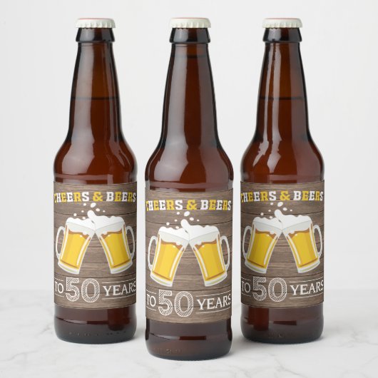 Rustic Cheers and Beers to 50 Years Bier Etiket (Flessen)