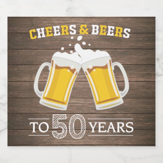 Rustic Cheers and Beers to 50 Years Bier Etiket (Enkel label)