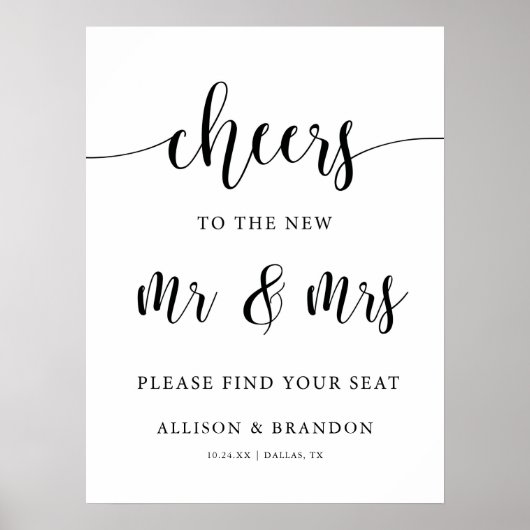 Rustic Cheers Bruiloft Plaats Kaarten Stoelen Bord Poster (Voorkant)