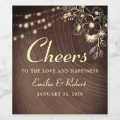 Rustic Cheers Wedding Wine Label Wijn Etiket (Enkel label)