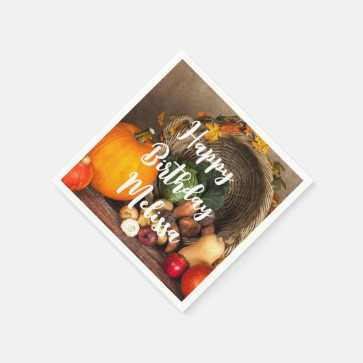 Rustic Chef's Table Bounful Harvest Birthday Servet (Hoek)