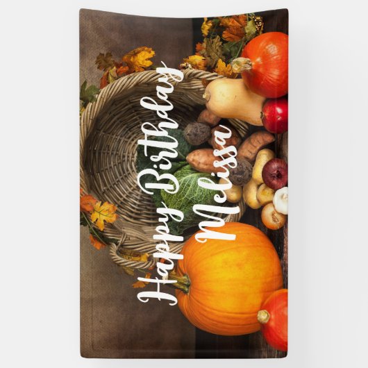 Rustic Chef's Table Bounful Harvest Birthday Spandoek (Verticaal)