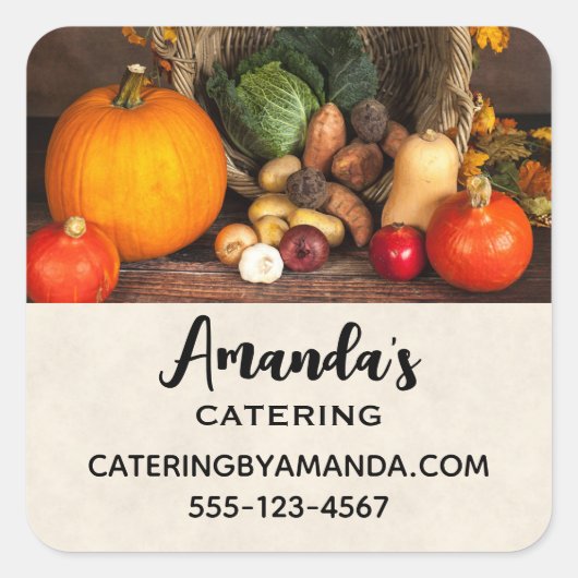 Rustic Chef's Table Bounful Harvest Business Vierkante Sticker (Voorkant)