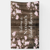 Rustic Cherry Blossom Floral Wood Vrijgezellenfees Spandoek (Verticaal)