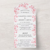 Rustic Cherry Blossom Japanse roze bloemen Sakura All In One Uitnodiging (Binnen)