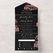 Rustic Cherry Blossom Japanse roze bloemen Sakura All In One Uitnodiging (Binnen)