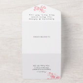 Rustic Cherry Blossom Japanse roze bloemen Sakura All In One Uitnodiging (Buitenkant)