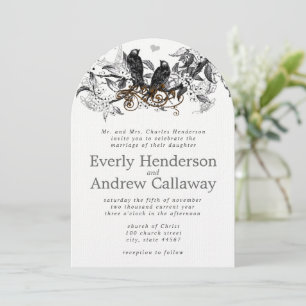 Rustic Cherry Blossom Love Bird Wedding Kaart