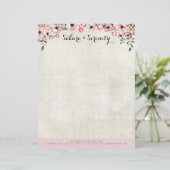 Rustic Cherry Blossom Sakura Natuurlijke Waterverf Briefhoofd Ontwerp (Staand voorkant)