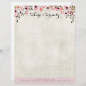 Rustic Cherry Blossom Sakura Natuurlijke Waterverf Briefhoofd Ontwerp (Voorkant / Achterkant)