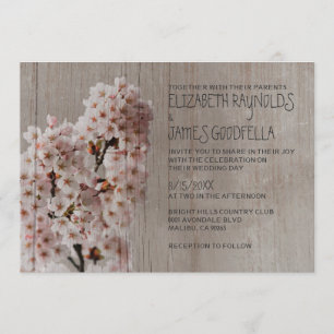 Rustic Cherry Blossom Wedding Invitations Kaart