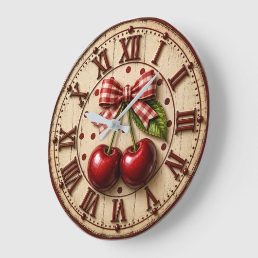 Rustic Cherry Gingham Bow  Farmhouse Kitchen Grote Klok (Hoek)
